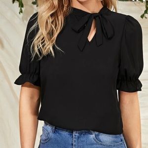 Black cuff sleeve blouse